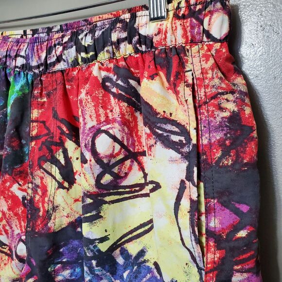 Urban Outfitters Men's Swim Trunks Size Medium Multicolor Abstract Graffiti - Picture 4 of 11